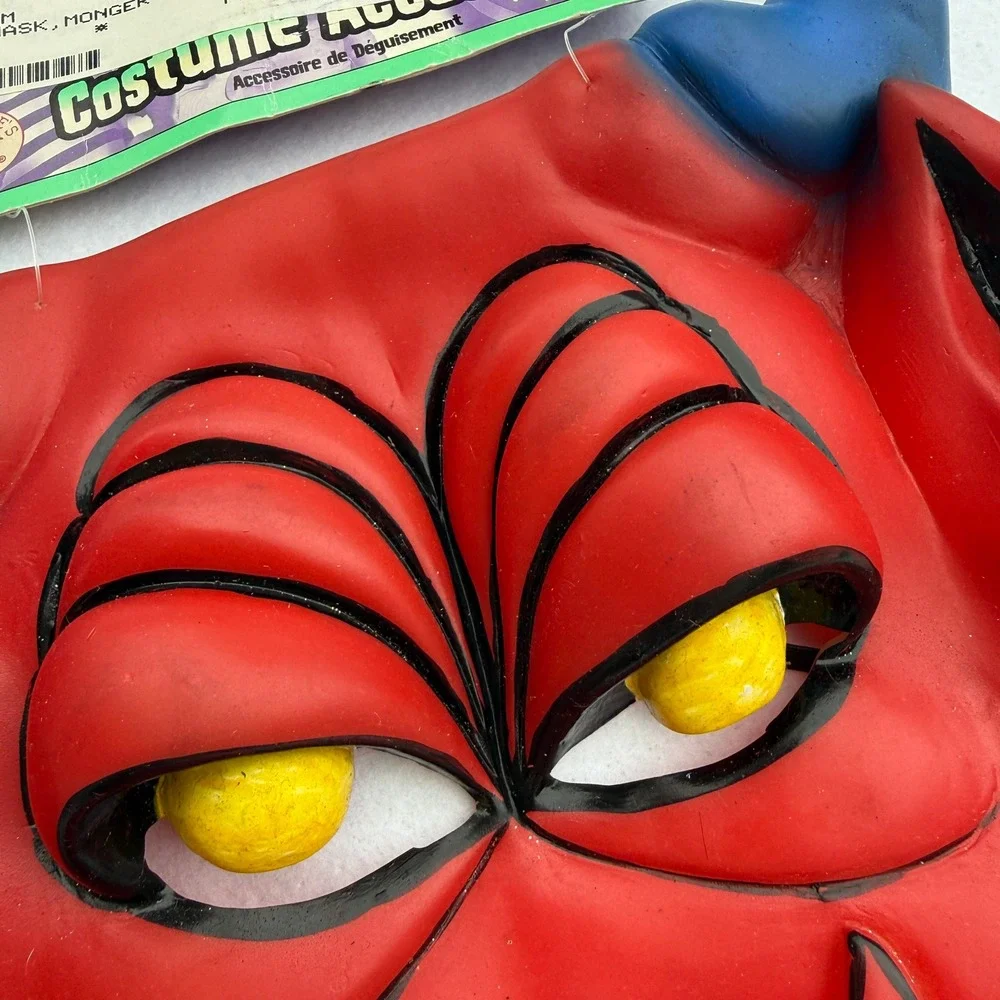 1994 Rubie's Monger Devil Demon Vinyl Half Face Mask NOS Vintage Halloween HTF